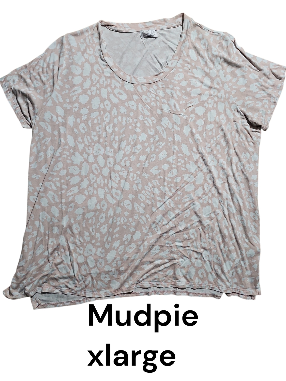 Mud Pie Blush and White Animal Print Scoop Neck Top
